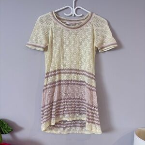 Votre Nom Cream and Pink Knit Dress, Crochet Coverup 🎀🌼